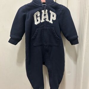 GAP Dark Blue Infant Hooded Jumpsuit